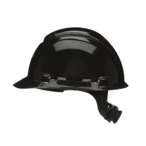 3M SecureFit Hard Hat, Black, 4-Point Pressure Diffusion Ratchet Suspension, with Uvicator – H-712SFR-UV