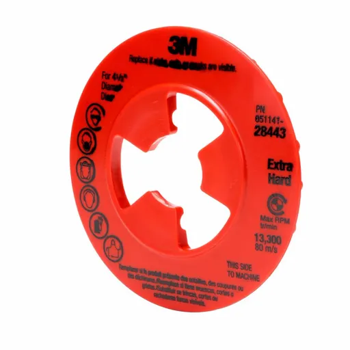 3M Disc Pad Face Plate Ribbed, 4-1/2″, Extra Hard, Red | 7000045279
