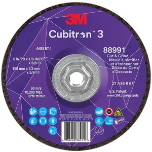3M Cubitron 3 Cut and Grind Wheel, 36+, T27, 6″ x 1/8″ x 5/8″-11 | 7100313205