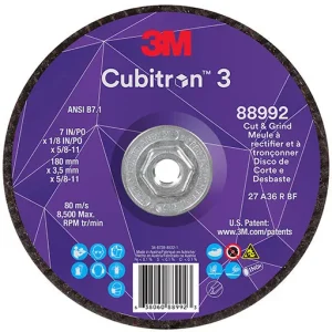 3M Cubitron 3 Cut and Grind Wheel, 36+, T27, 7″ x 1/8″ x 5/8″-11 | 7100313195