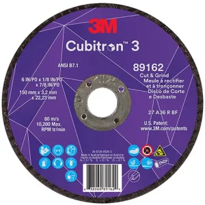 3M Cubitron 3 Cut and Grind Wheel, 36+, T27, 6″ x 1/8″ x 7/8″ | 7100313586