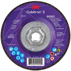 3M Cubitron 3 Depressed Center Grinding Wheel, 36+, T27, 4.5″ x 1/4″ x 5/8″-11 | 7100312968