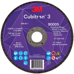 3M Cubitron 3 Depressed Center Grinding Wheel, 36+, T27, 6″ x 1/4″ x 7/8″ | 7100313193