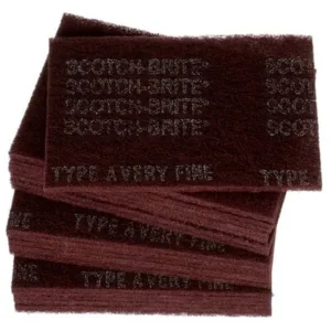 3M Scotch-Brite Hand Pad 7447, HP-HP, A/O Very Fine, Maroon, 6″ x 9″ | 7000000728