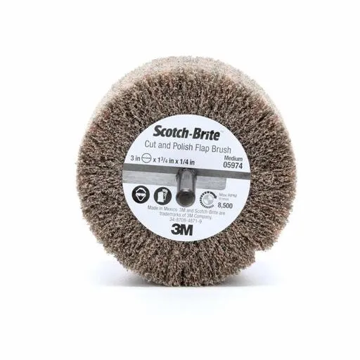 3M Scotch-Brite Cut and Polish Flap Brush – 3 in x 1 3/4 in x 1/4 in – Medium | 7100050520
