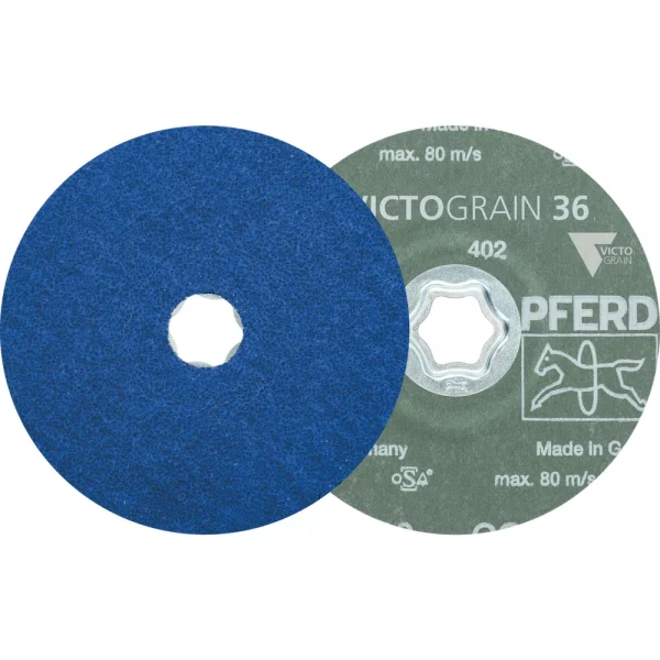 PFERD 40381 COMBICLICK® Fiber Disc, 5″ x 7/8, 36 grit, VICTOGRAIN®-COOL, 25/BOX