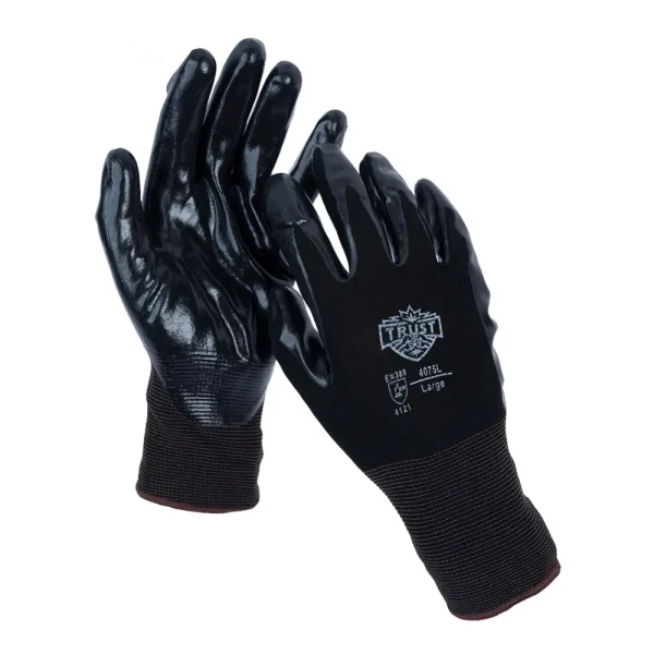 TRUST 4075L 13G NYLON SHELL, LARGE, FOAM NITRILE COATED GLOVE, 12/PACK