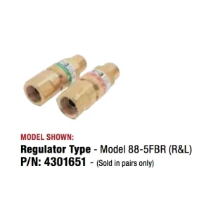 Harris 4301651 Model 88-5FBR (R&L) Regulator and Torch Flashback Arrestors (1 Pair)