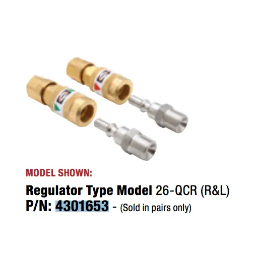 Harris 4301653 26-QCR (R&L) OSHA Compliant Oxygen-Fuel Quick Connectors (1 Pair)