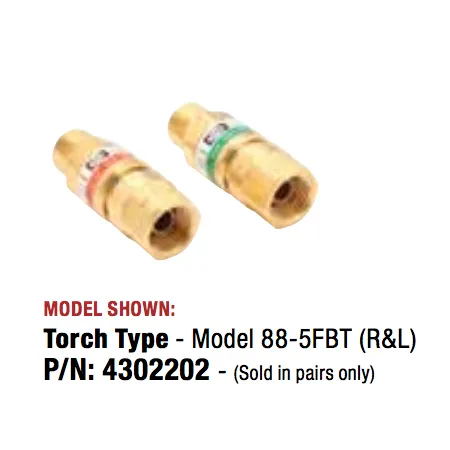 Harris 4302202 Model 88-5FBT (R&L) Regulator and Torch Flashback Arrestors (1 Pair)