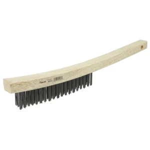 Weiler 44053 Hand Wire Scratch Brush, .012 Carbon Steel Fill, Curved Handle, 3 x 19 Rows, 12/BOX