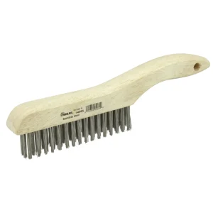 Weiler 44064 Hand Wire Scratch Brush, .012 Stainless Steel Fill, Shoe Handle, 4 x 16 Rows, 12/BOX
