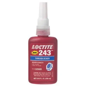 Loctite 1329505 243 Medium Strength Blue Threadlockers, 250 mL, 3/4 in Thread, Blue (1 EA)