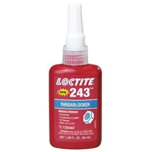 Loctite 1329837 243 Medium Strength Blue Threadlockers, 10 mL, 3/4 in Thread, Blue (1 EA)