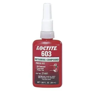 Loctite 442-231099 603 Retaining Compound Oil Tolerant, 50 mL Bottle, Green, 3,770 psi (1 Bottle)