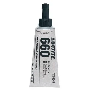 Loctite 66040 660 Quick Metal Retaining Compound, 50 mL Tube, Silver, 3,300 psi (1 Tube)