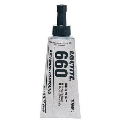Loctite 66040 660 Quick Metal Retaining Compound, 50 mL Tube, Silver, 3,300 psi (1 Tube)
