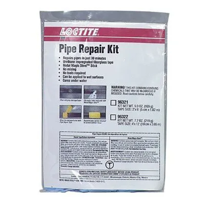 Loctite 96322 Pipe Repair Kits, 12 ft X 4 in White Tape, Epoxy stick, Gloves (1 Kit)