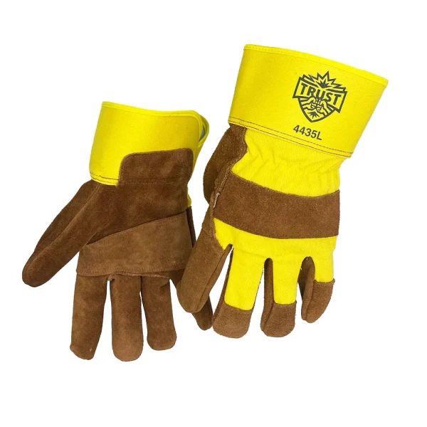 TRUST 4435L PATCHED PALM SPECIALTY LEATHER WORK GLOVES SIDE SPLIT COWHIDE, 12/PACK