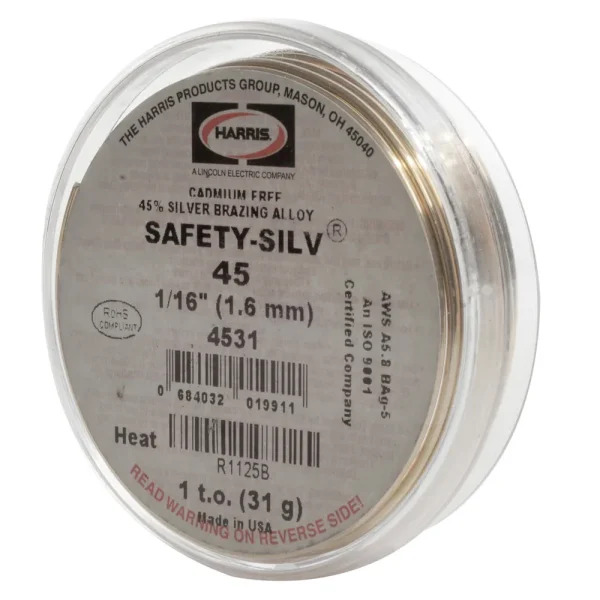 HARRIS® 4531 SAFETY-SILV 45 High Silver Brazing Alloy 1/16 in, 1 x 1toz Cup