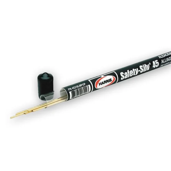 HARRIS® 45518LMPOP SAFETY-SILV® 45 3/32″ X 18″35-STICK TUBE BAg-5 HIGH SILVER BRAZING ALLOY, 4 TUBES/BOX