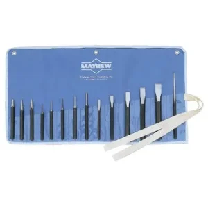 Mayhew Tools 61044 14 PC. Punch & Chisel Kit, Alloy Steel w/Black Oxide Finish (1 Kit)