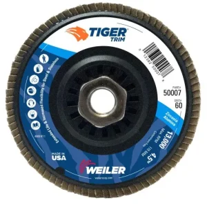 Weiler Tiger Trim Flap Disc – 4 1/2″ Type 29 w/Hub 60 Grit 50007