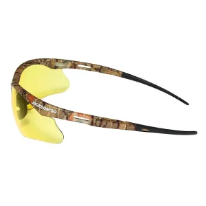 Jackson Safety 50013 SG Safety Glasses, Amber Poly Lens, Sta-Clear™ Anti-Fog, Camo Poly Half-Frame