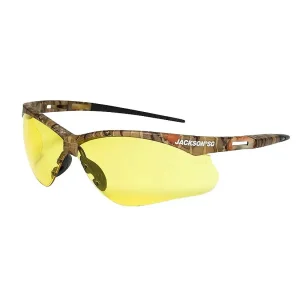 Jackson Safety 50013 SG Safety Glasses, Amber Poly Lens, Sta-Clear™ Anti-Fog, Camo Poly Half-Frame