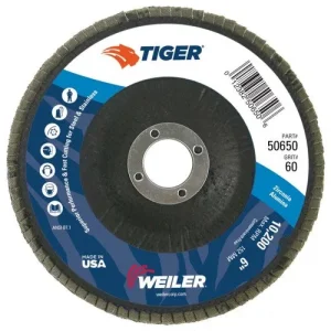 Weiler Tiger Flap Disc – 6″ Type 29 7/8 Arbor 60 Grit 50650