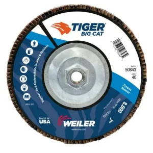 Weiler Tiger Big Cat Flap Disc – 7″ Type 27 w/Hub 40 Grit 50843