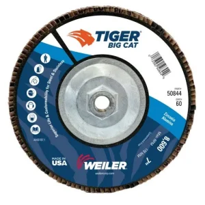 Weiler Tiger Big Cat Flap Disc – 7″ Type 27 w/Hub 60 Grit 50844