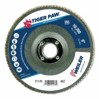 Weiler Tiger Paw Flap Disc – 6″ Type 29 7/8 Arbor 60 Grit 51176