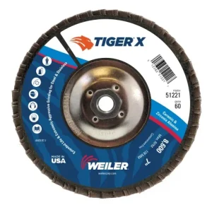 Weiler Tiger X Flap Disc – 7″ Type 29 w/Hub 60 Grit 51221