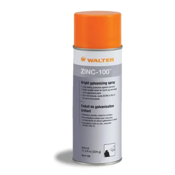 Walter 53H102 ZINC-100 Bright Galvanizing Spray: 11.5 oz Aerosol Can