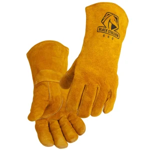 Black Stallion 550 Split Cowhide Stick Glove with Pull Tab, LARGE