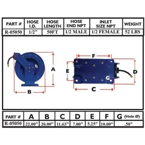 Rapid Air Hose Reel 1/2 in. x 50 ft. R-05050