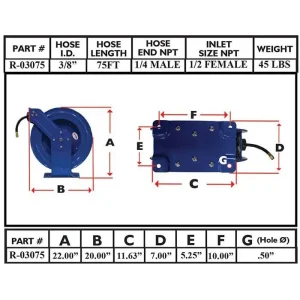 Rapid Air Hose Reel 3/8 in. x 75 ft. R-03075