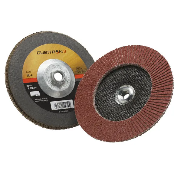 3M Cubitron II Flap Disc 967A 7″ Type 27 Grade 80+ with Hub 55610