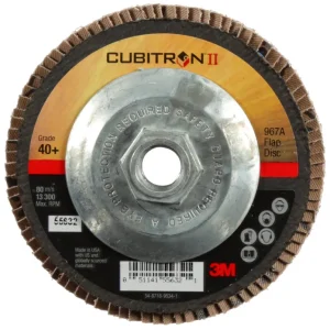 3M Cubitron II Giant Flap Disc 967A 4 1/2″ Type 27 Grade 40+ with Hub 55632