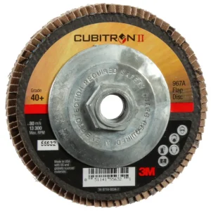 3M Cubitron II Giant Flap Disc 967A 4 1/2″ Type 27 Grade 40+ with Hub 55632
