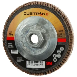 3M Cubitron II Giant Flap Disc 967A 4 1/2″ Type 27 Grade 40+ with Hub 55632