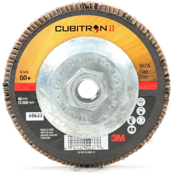 3M Cubitron II Giant Flap Disc 967A 4 1/2″ Type 27 Grade 60+ with Hub 55633
