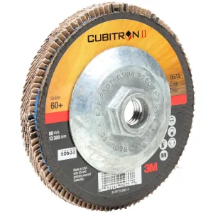3M Cubitron II Giant Flap Disc 967A 4 1/2″ Type 27 Grade 60+ with Hub 55633