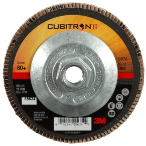 3M Cubitron II Giant Flap Disc 967A 4 1/2″ Type 27 Grade 80+ with Hub 55634
