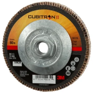 3M Cubitron II Giant Flap Disc 967A 4 1/2″ Type 27 Grade 80+ with Hub 55634