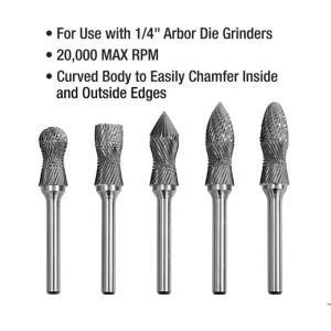 Eastwood 5 Piece Curved Body Carbide Burr Set