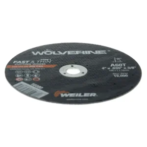 Weiler 56080 4″ x .035″ Wolverine Type 1 Cut-Off Wheel, A60T, 3/8″ A.H., 25/BOX