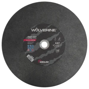 Weiler 56240 14″ x 3/32″ Wolverine Type 1 Large Cutting Wheel, A46T, 1″ A.H., Chop Saw, 10/BOX