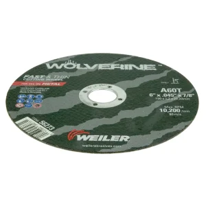 Weiler 56273 6″ x .045″ Wolverine Type 1 Cut-Off Wheel, A60T, 7/8″ A.H., 25/BOX